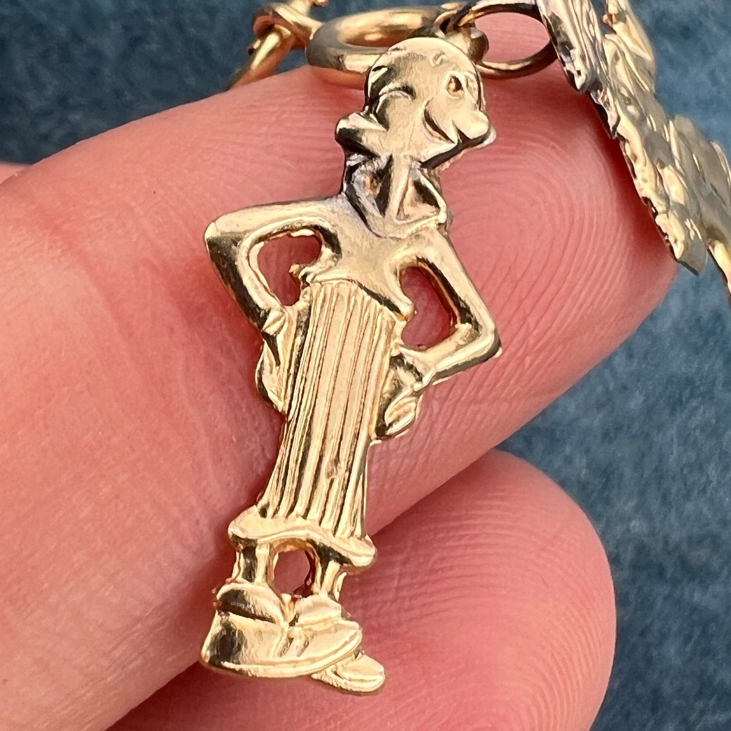 14k Gold Popeye + Olive Oil Pendants. 2 Figures