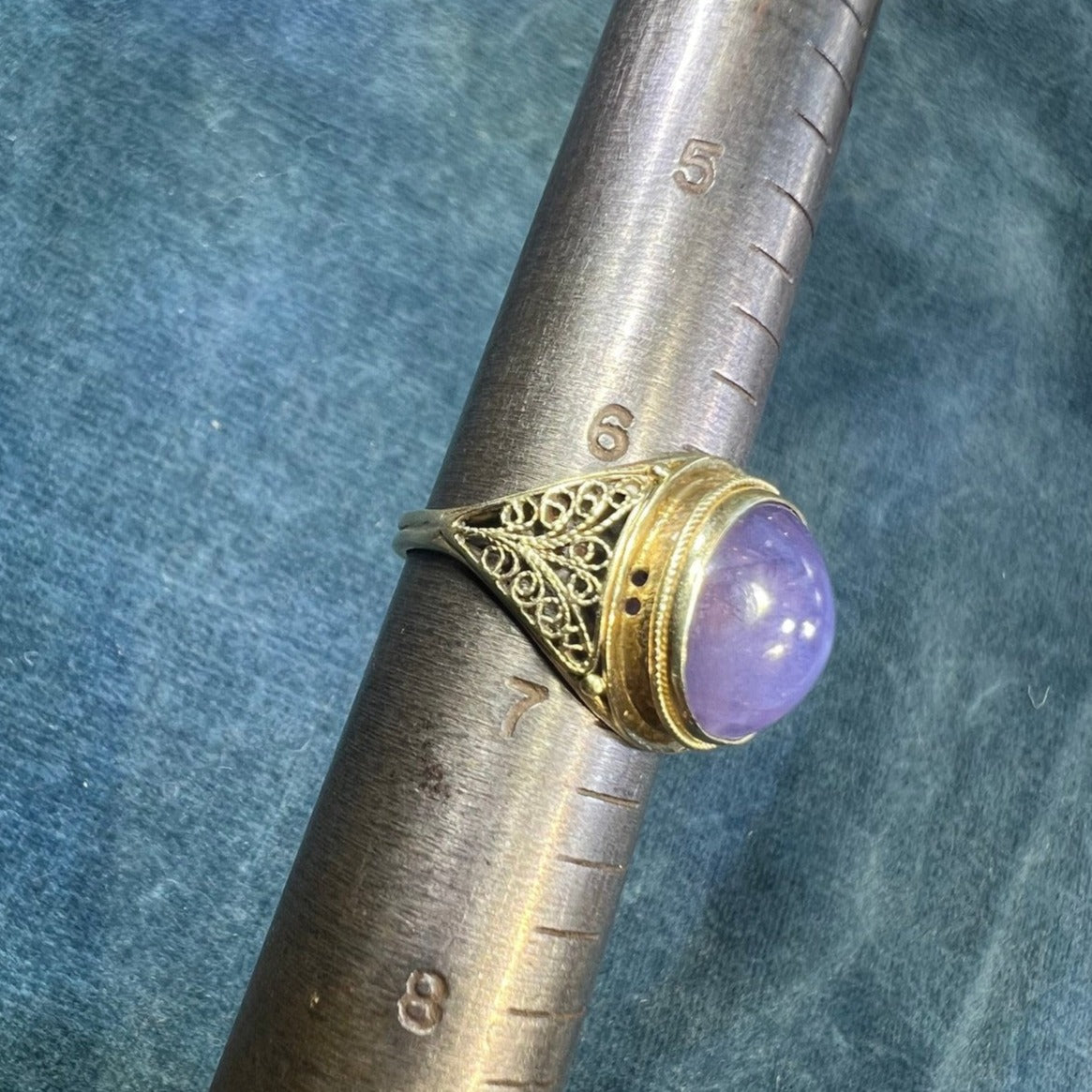 14k Gold Purple Blue Star Sapphire Ring. Bezel Set *VIDEO*