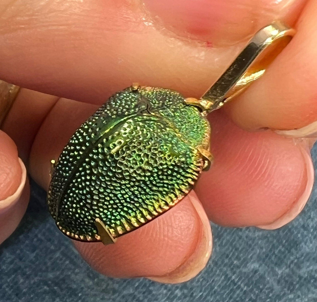 14k Gold Real SCARAB Egyptian Pendant. Victorian Antique *Video*