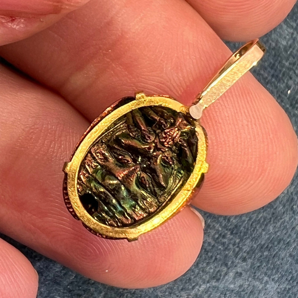 14k Gold Real SCARAB Egyptian Pendant. Victorian Antique *Video*