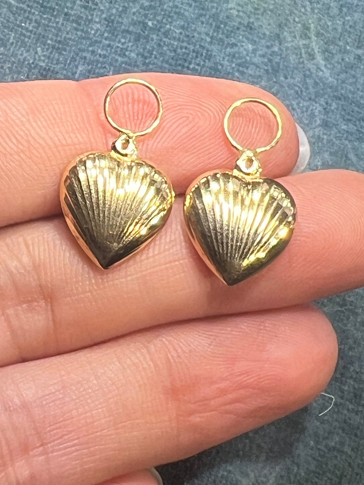 14k Gold Sea Shell Heart Earring Jacket Enhancers. Glam your Hoops!