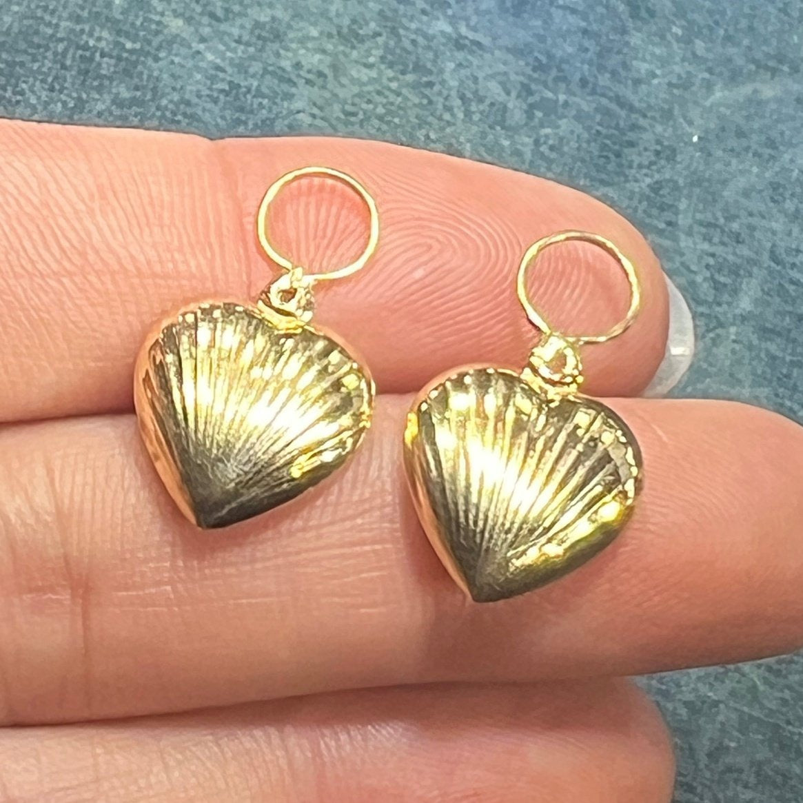 14k Gold Sea Shell Heart Earring Jacket Enhancers. Glam your Hoops!