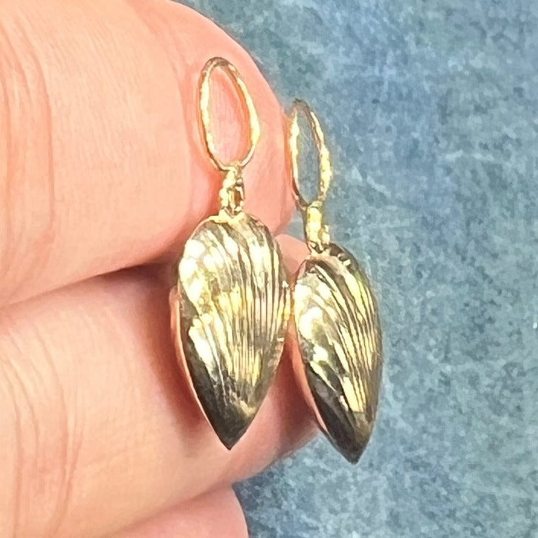 14k Gold Sea Shell Heart Earring Jacket Enhancers. Glam your Hoops!