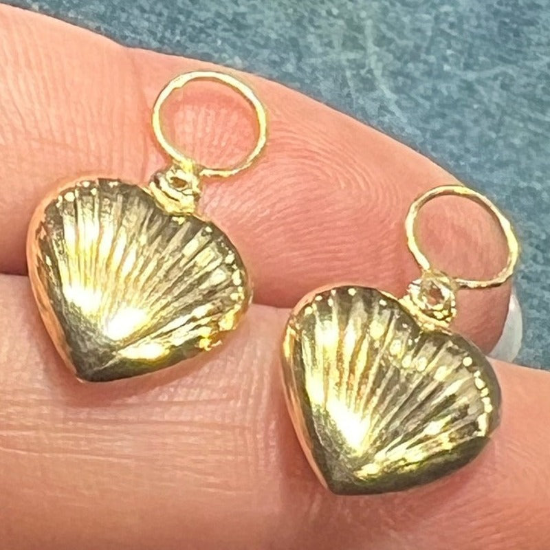 14k Gold Sea Shell Heart Earring Jacket Enhancers. Glam your Hoops!