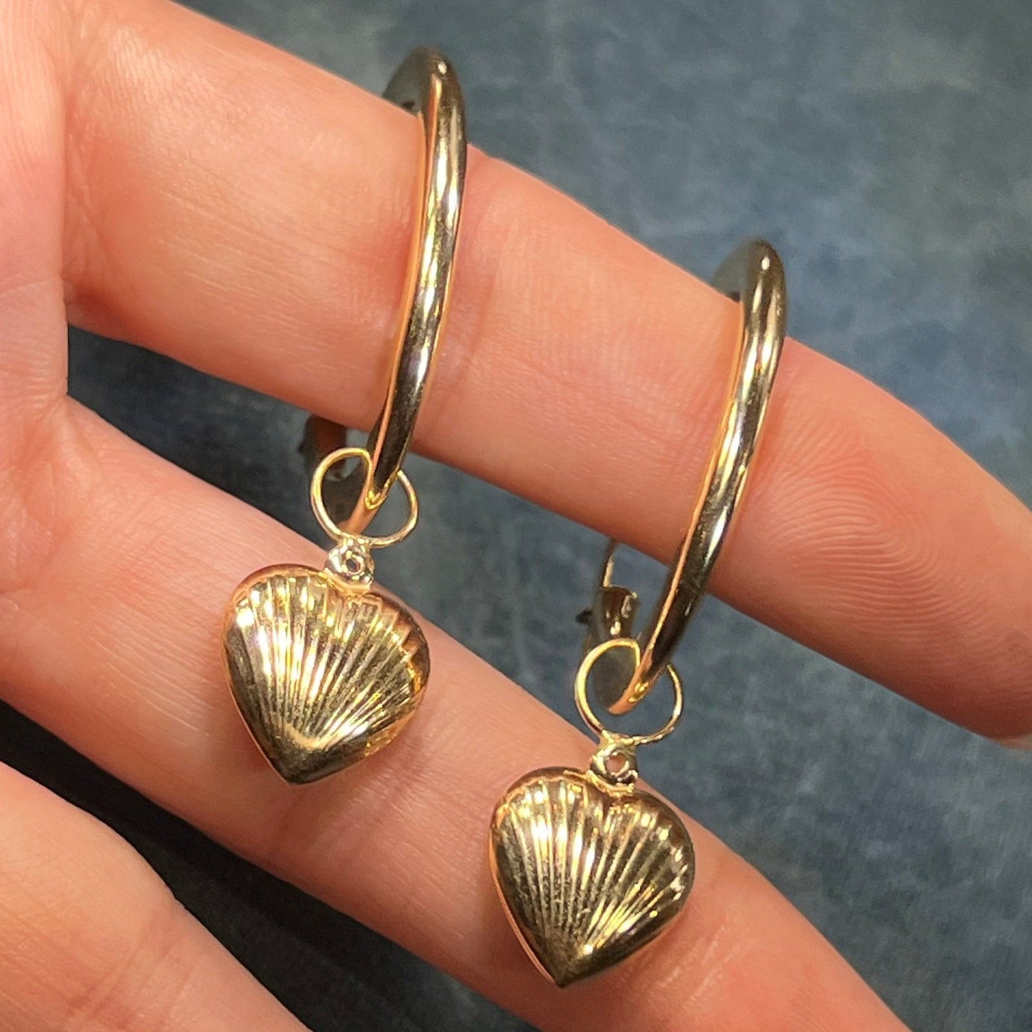 14k Gold Sea Shell Heart Earring Jacket Enhancers. Glam your Hoops!