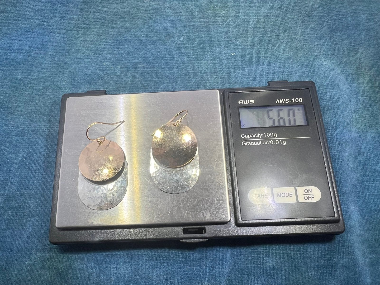 14k Gold + Silver James Avery Modernist Hammered Earrings. 1.5" + 5g Kinetic!
