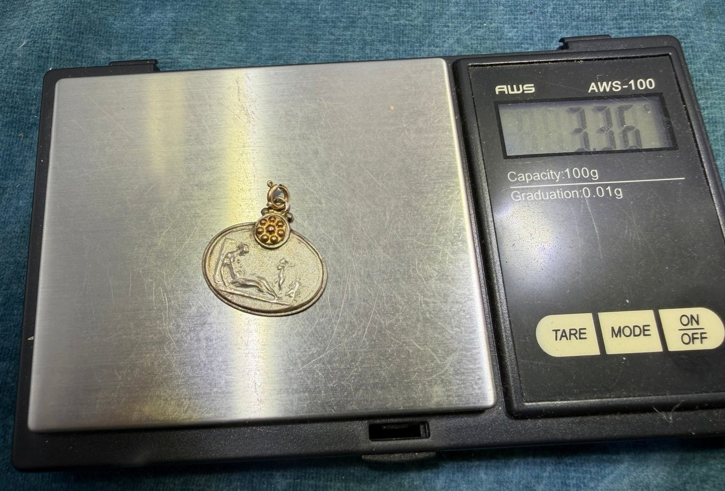 14k Gold + Silver Mother + Babies Intaglio Pendant. "I nurtured, I loved unconditionally"