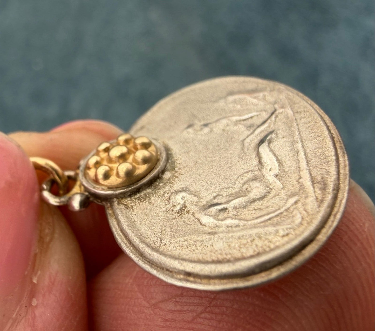 14k Gold + Silver Mother + Babies Intaglio Pendant. "I nurtured, I loved unconditionally"