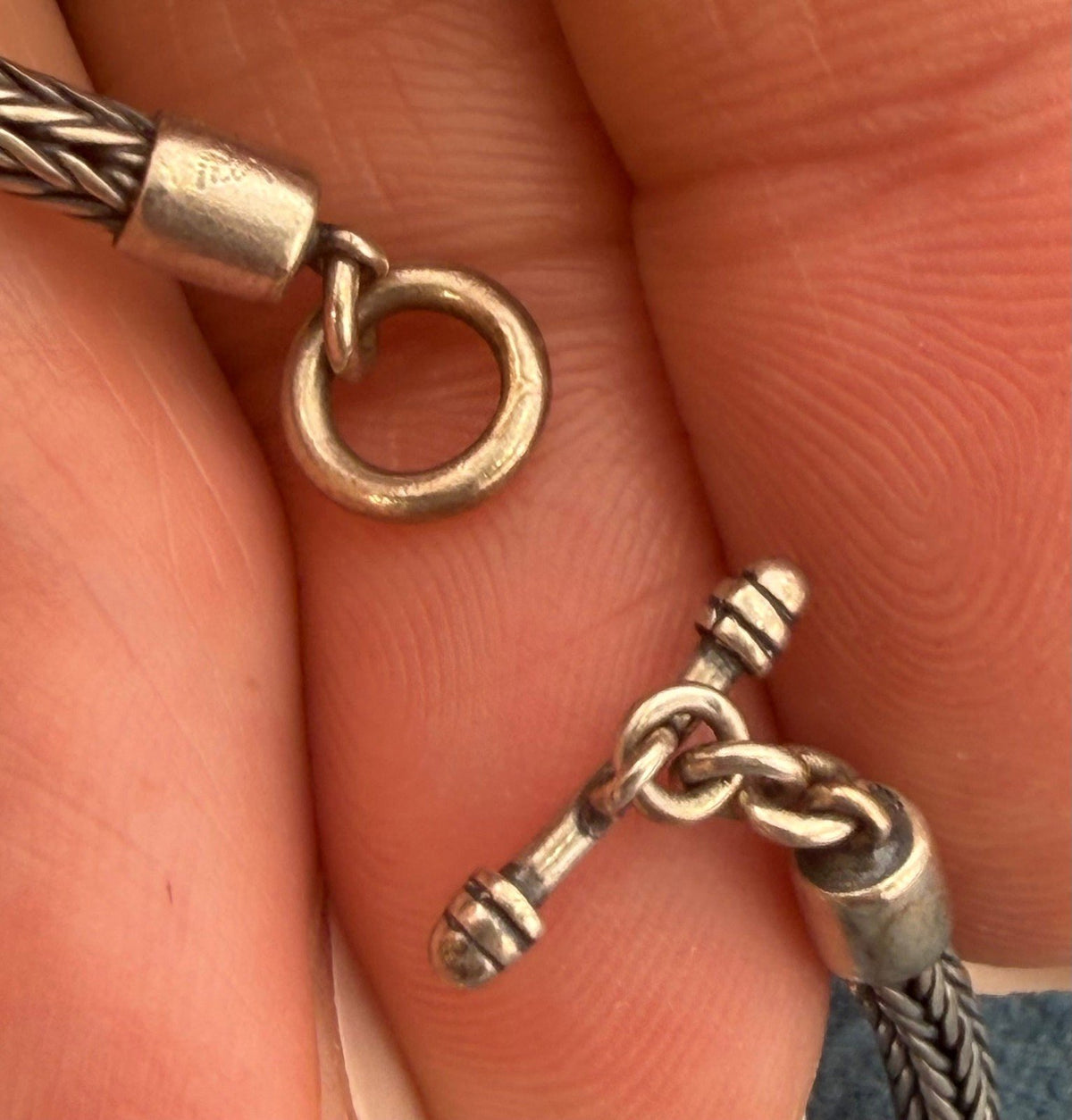 14k Gold + Silver Tribal Barrel Bead Snake Chain Bracelet. 11g
