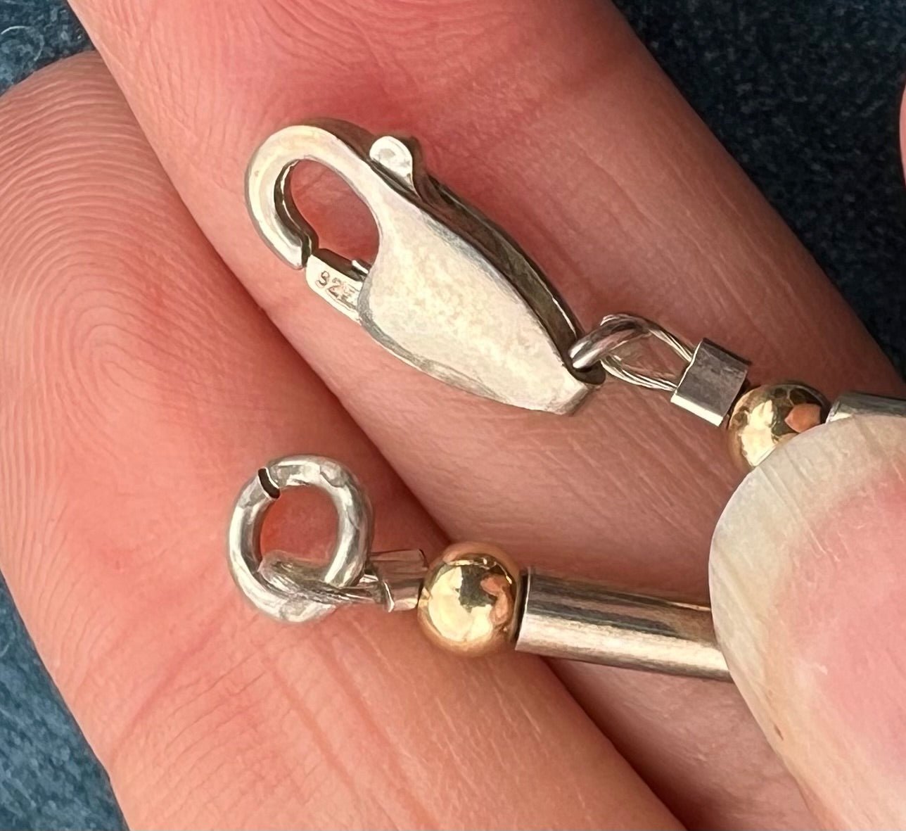 14k Gold + Silver Tribal Lantern Bead Chain Necklace. 29g