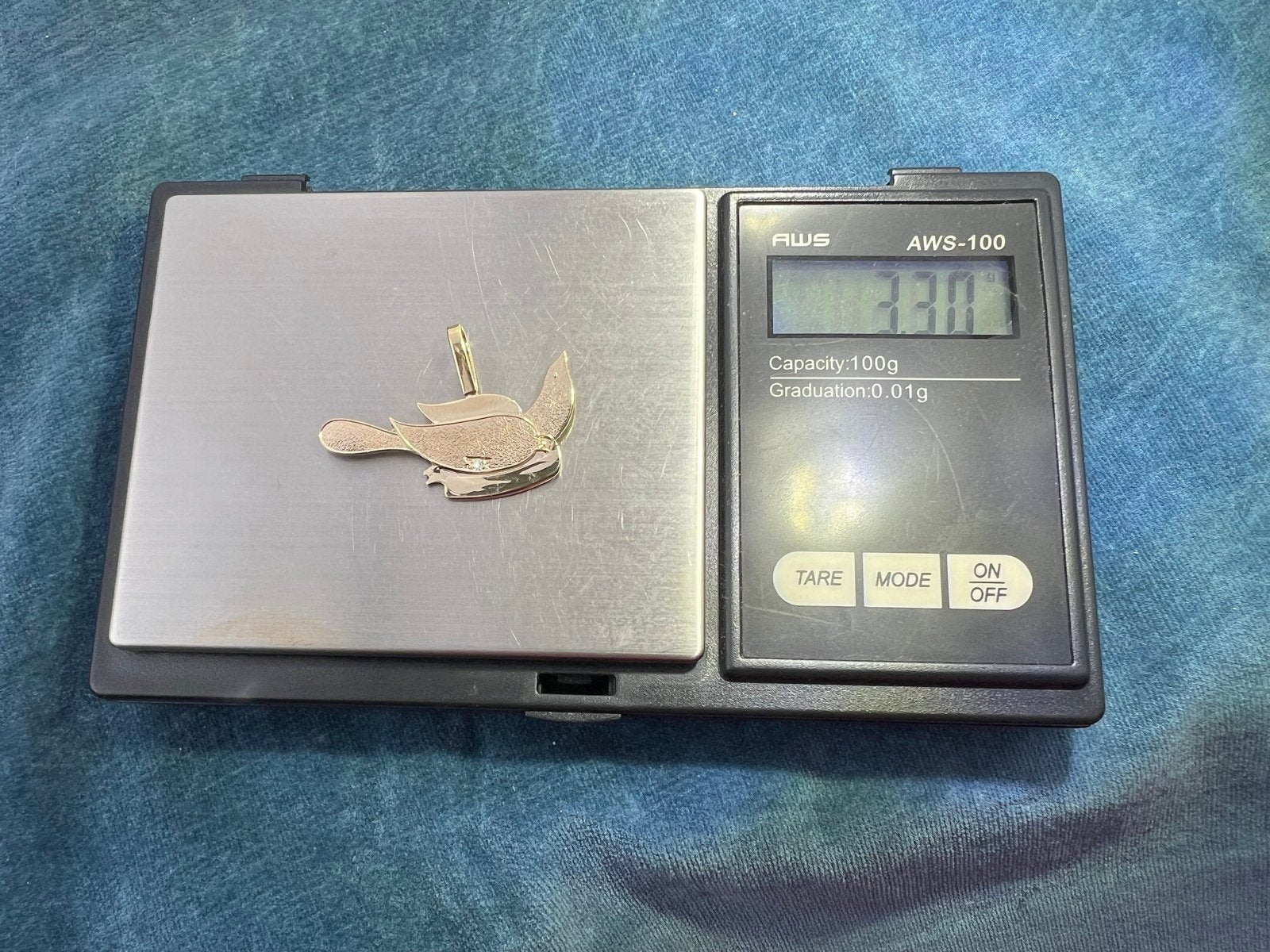 14k Gold Sparrow Bird Pendant w Gypsy-Set Diamond. Hope!