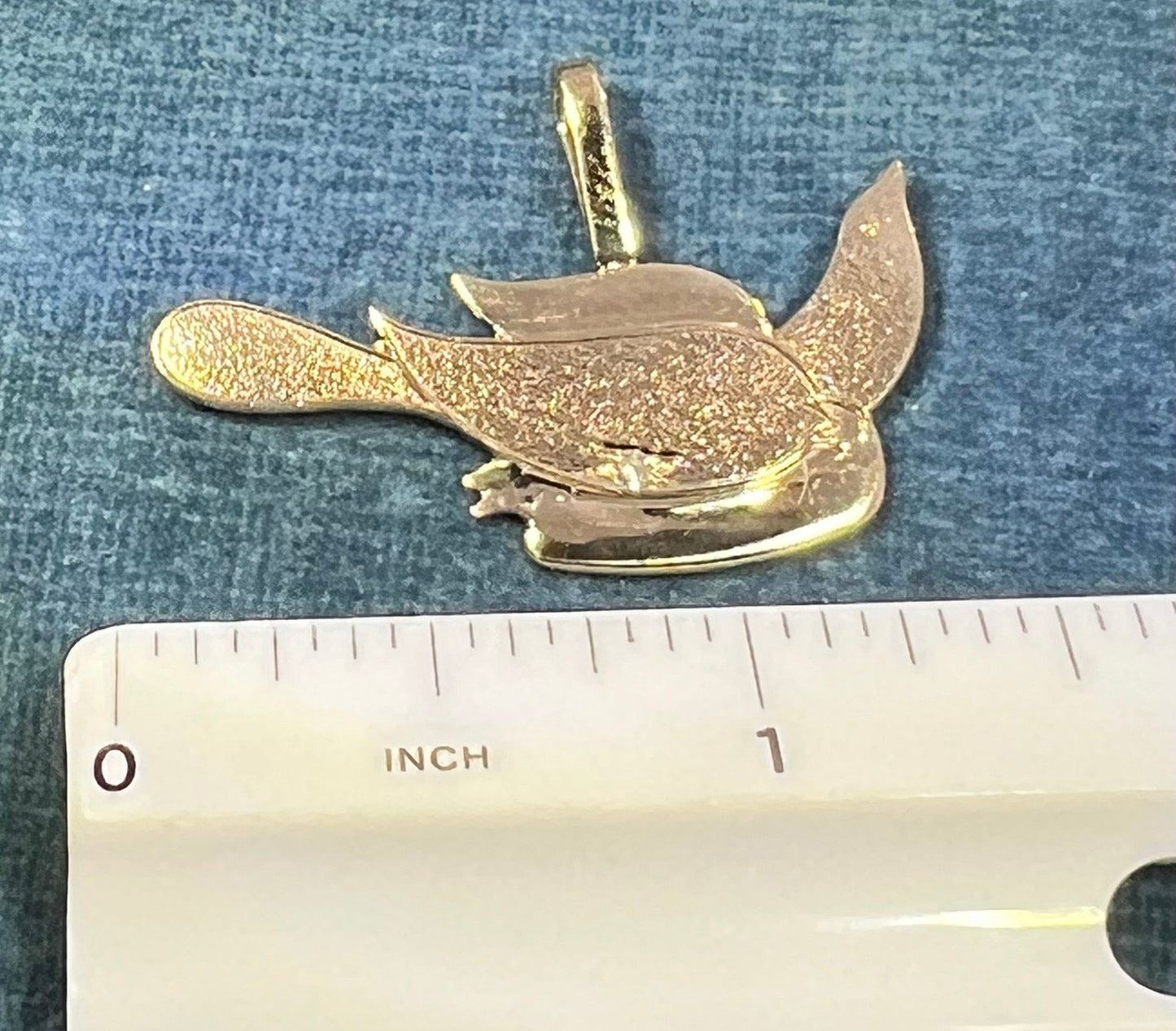 14k Gold Sparrow Bird Pendant w Gypsy-Set Diamond. Hope!