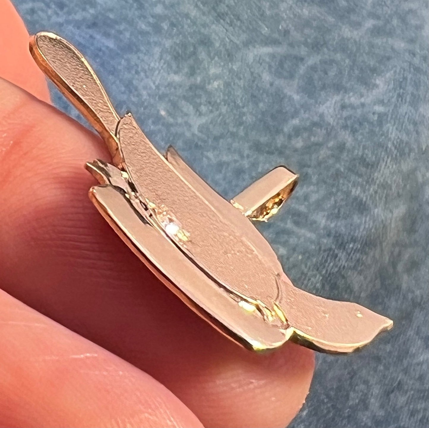 14k Gold Sparrow Bird Pendant w Gypsy-Set Diamond. Hope!
