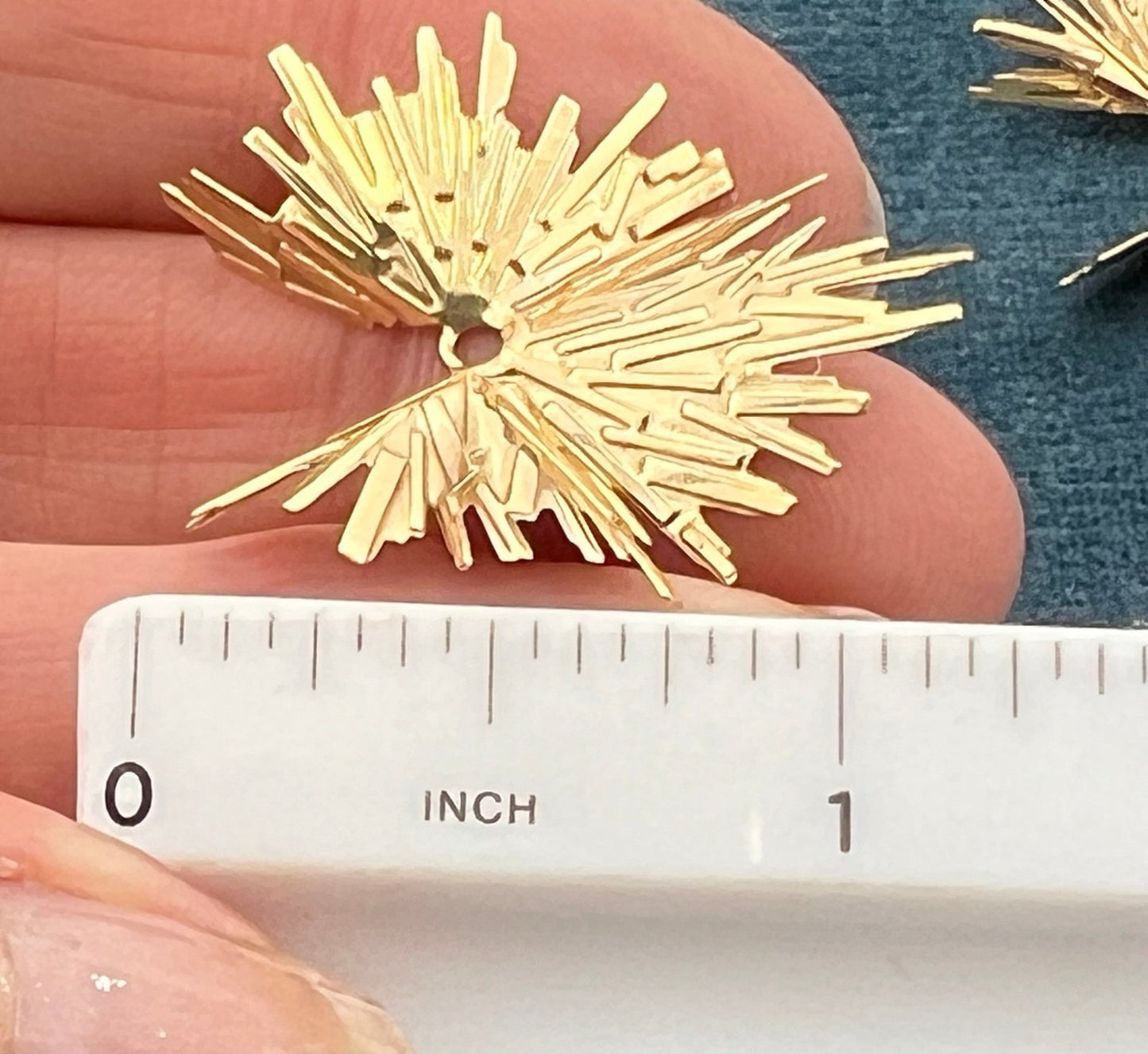 14k Gold Spiky Star Burst Enhancer Jackets. Large 1" Statement Earrings