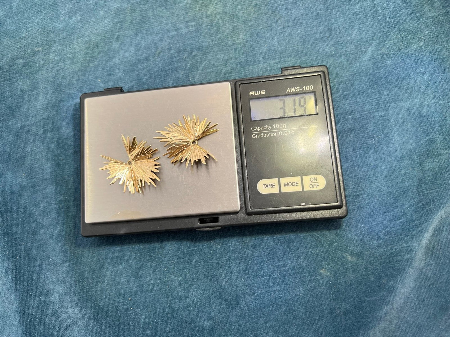 14k Gold Spiky Star Burst Enhancer Jackets. Large 1" Statement Earrings