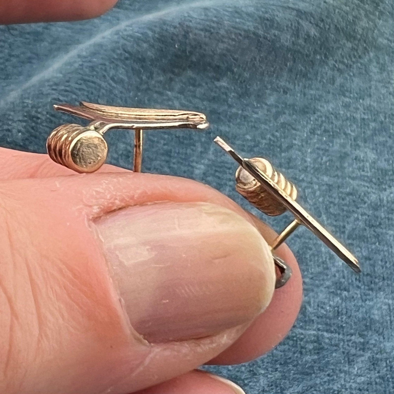 14k Gold & Sterling Artisan Bird Earrings