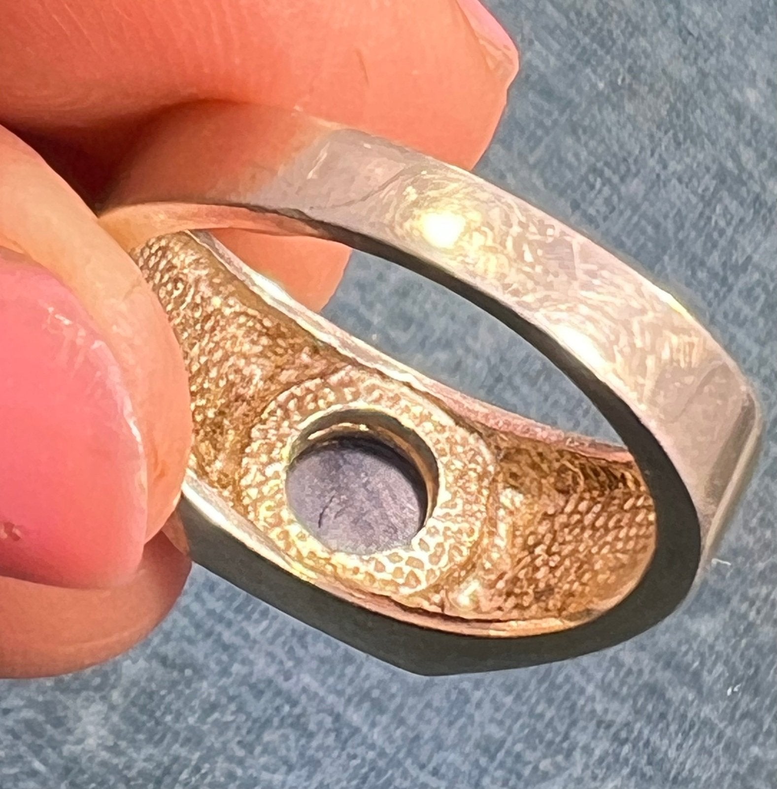 14k Gold + Sterling Natural Blue Star Sapphire Signet Ring. 7g *Video*