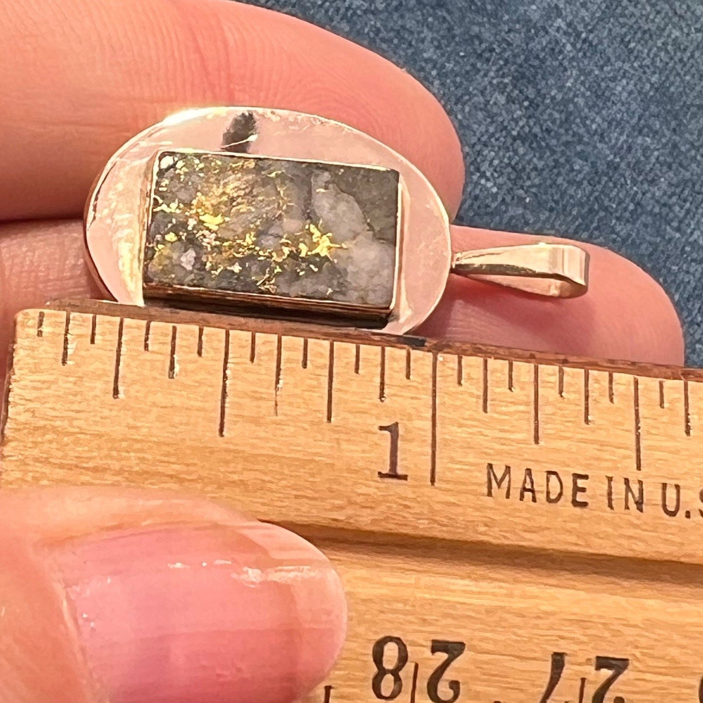 14k Gold & Sterling Silver Antique Alaskan Gold-In-Quartz Pendant *Video*