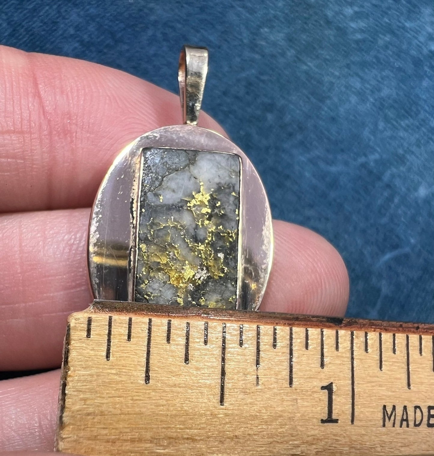 14k Gold & Sterling Silver Antique Alaskan Gold-In-Quartz Pendant *Video*