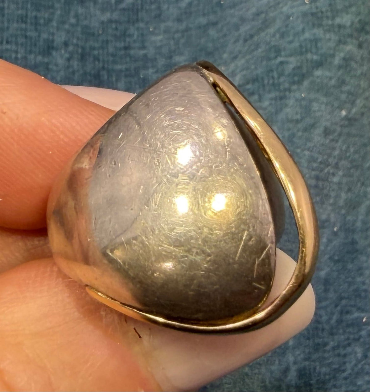 14k Gold + Sterling Silver Wide Asymmetrical MCM Modern Wave Ring. 9g