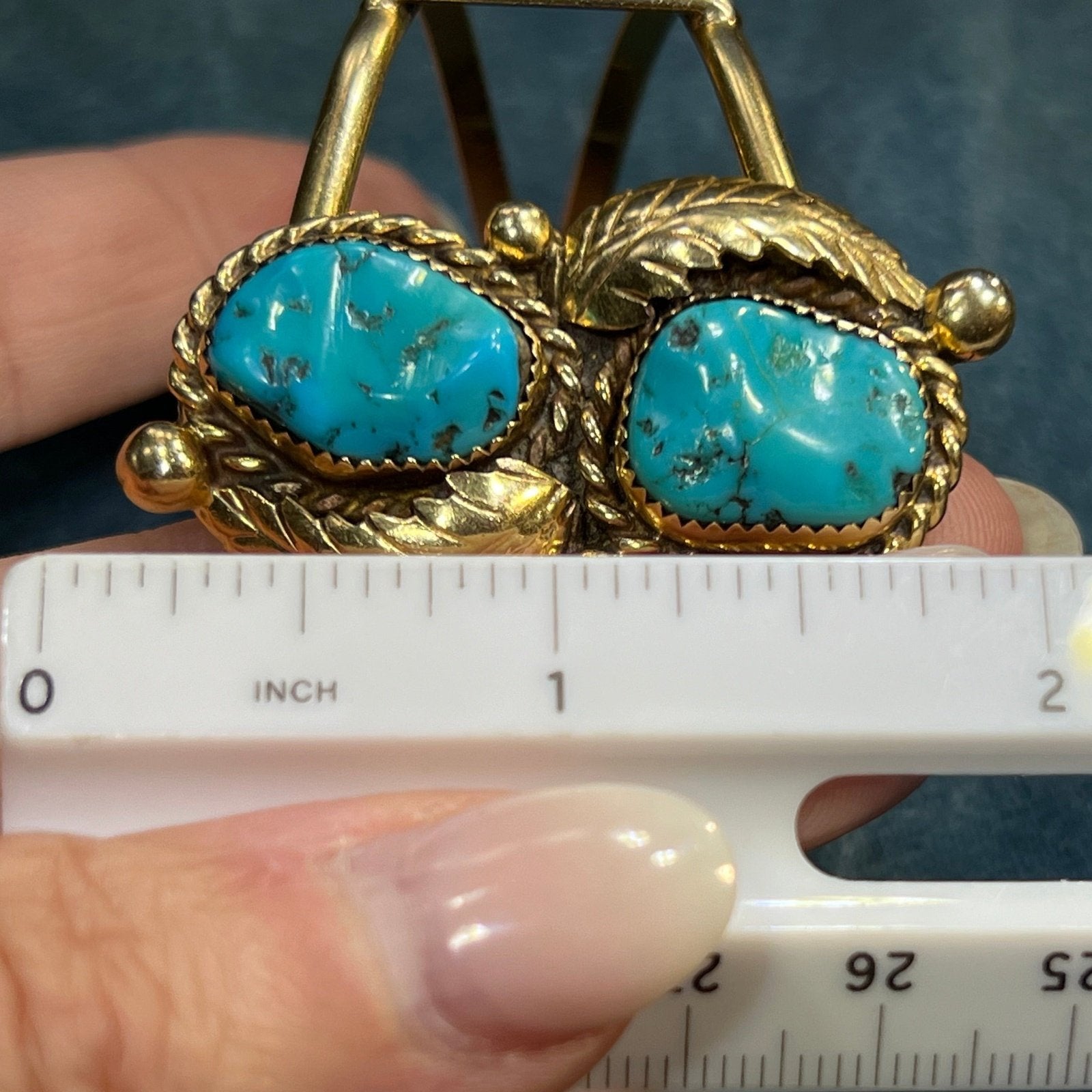 14k Gold Turquoise Feather Design Cuff Bracelet. 34g *Video*