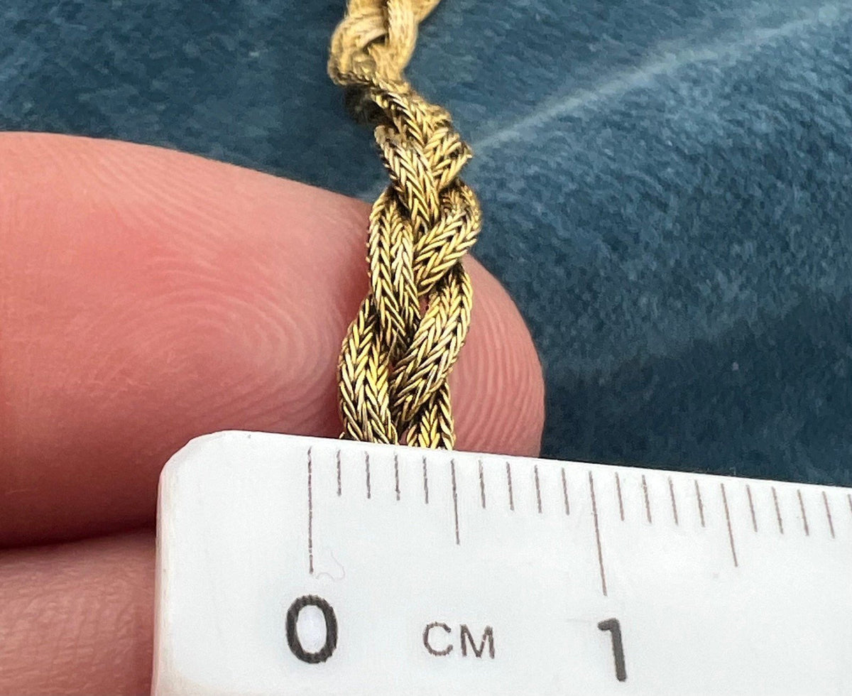 14k Gold Victorian Woven Bracelet w Rose-Cut Diamond Clasp