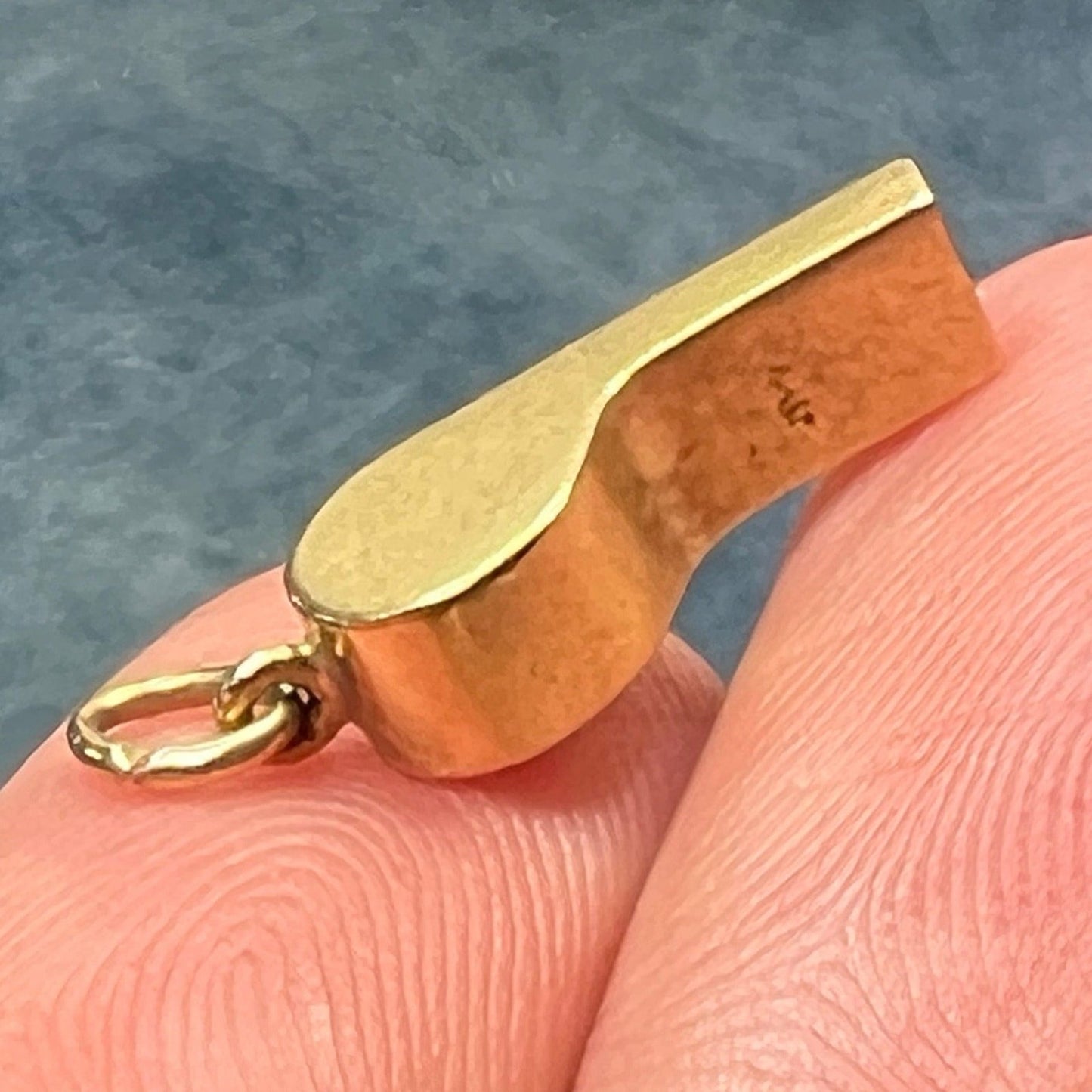 14k Gold Working Whistle Pendant. TINY!