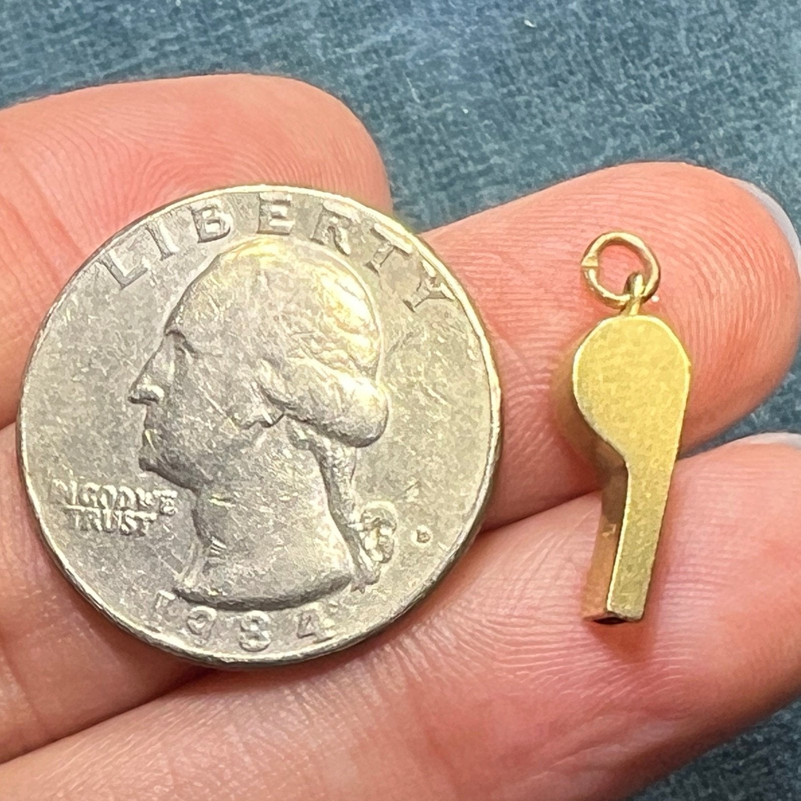 14k Gold Working Whistle Pendant. TINY!