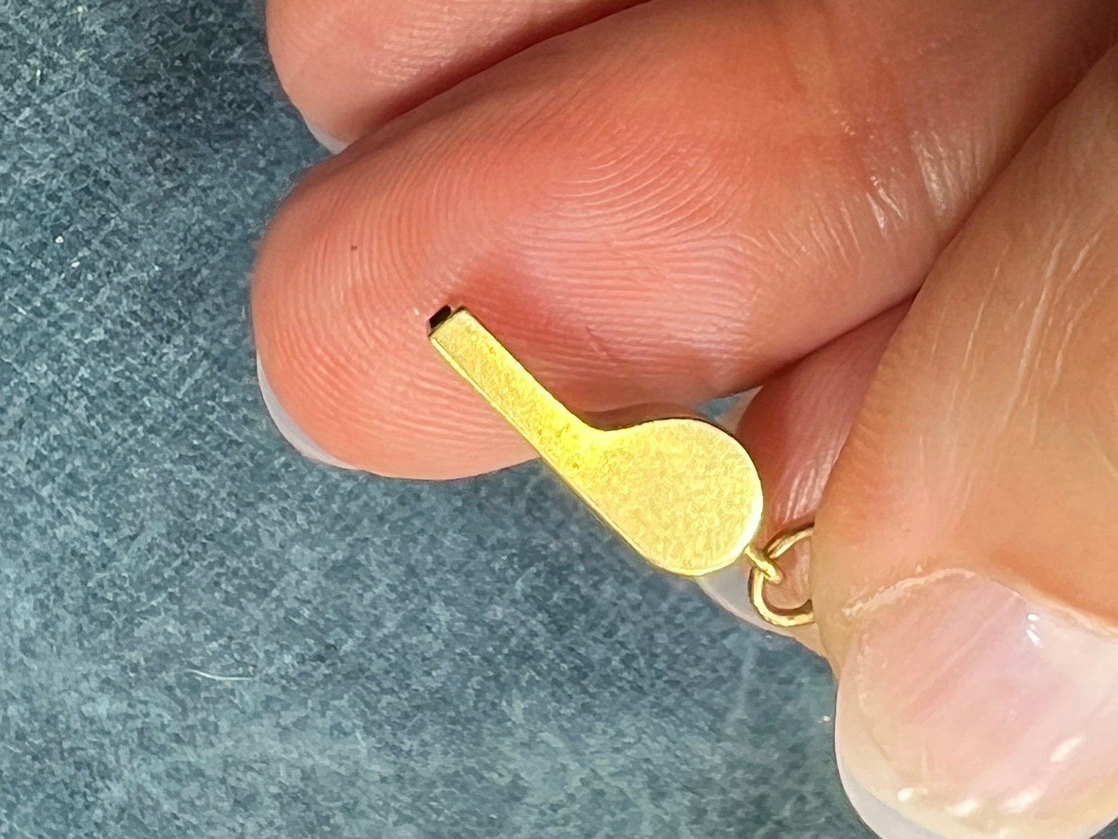 14k Gold Working Whistle Pendant. TINY!