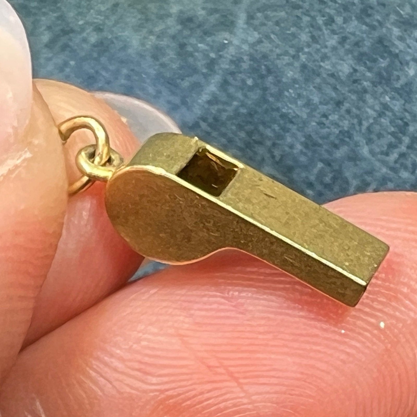 14k Gold Working Whistle Pendant. TINY!