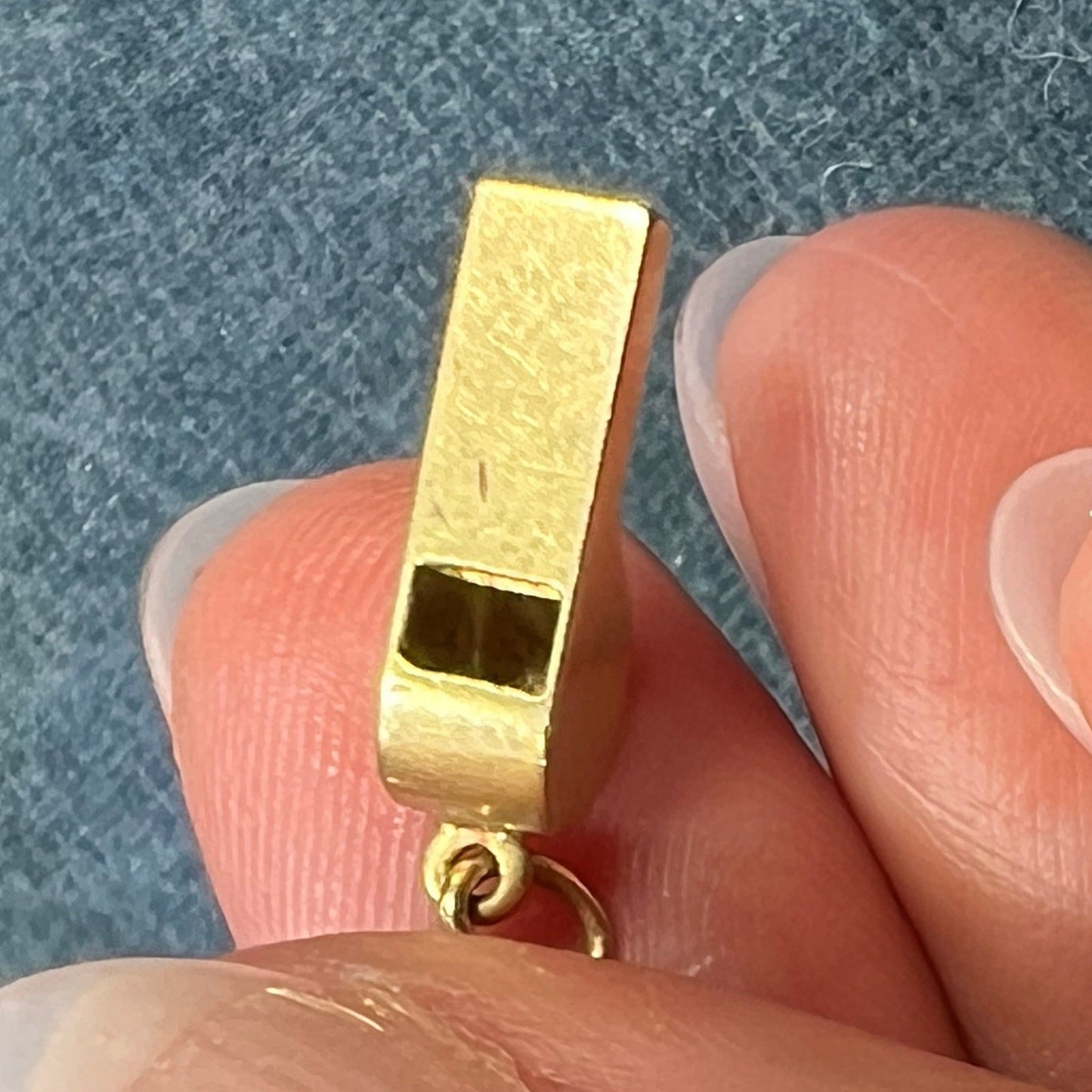 14k Gold Working Whistle Pendant. TINY!