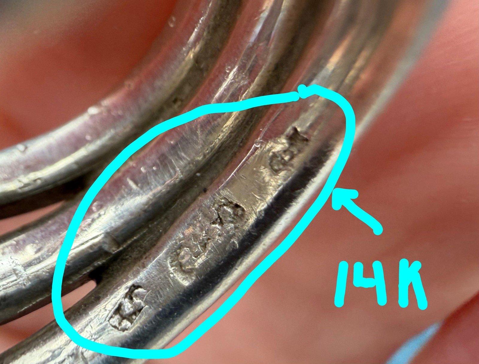 14k Gold and 925 Silver MCM Modernist Wide Ring. Geometric