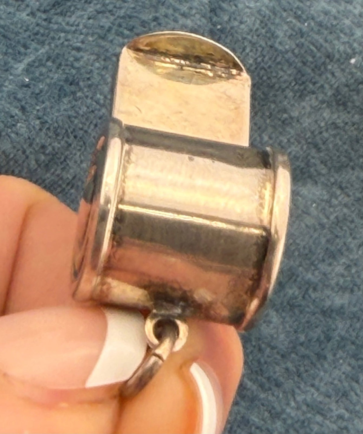 14k Heart on Sterling Silver Gold Whistle Pendant. Works! 1.4" + 5g