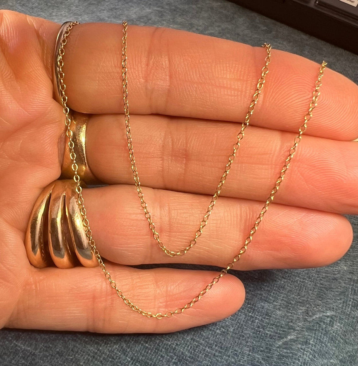 14k Solid Yellow Gold 19" Thin ROLO Chain. LOW PRICE CHAIN SALE See All - 0180