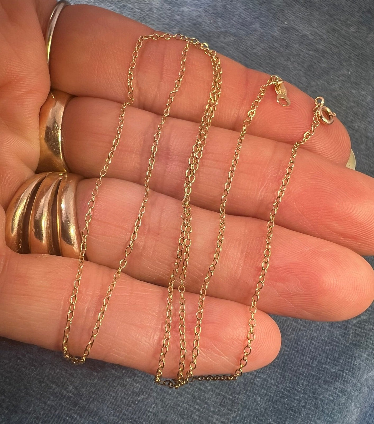 14k Solid Yellow Gold 19" Thin ROLO Chain. LOW PRICE CHAIN SALE See All - 0180