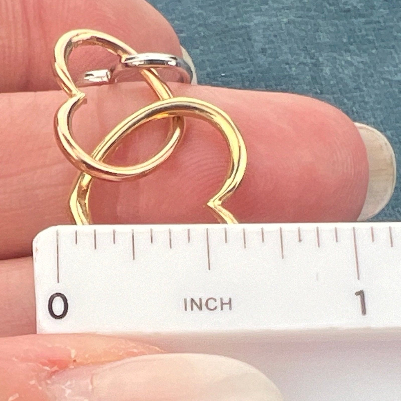 14k Tri Color Yellow White Rose Gold 3 HEART Pendant. 1.7"