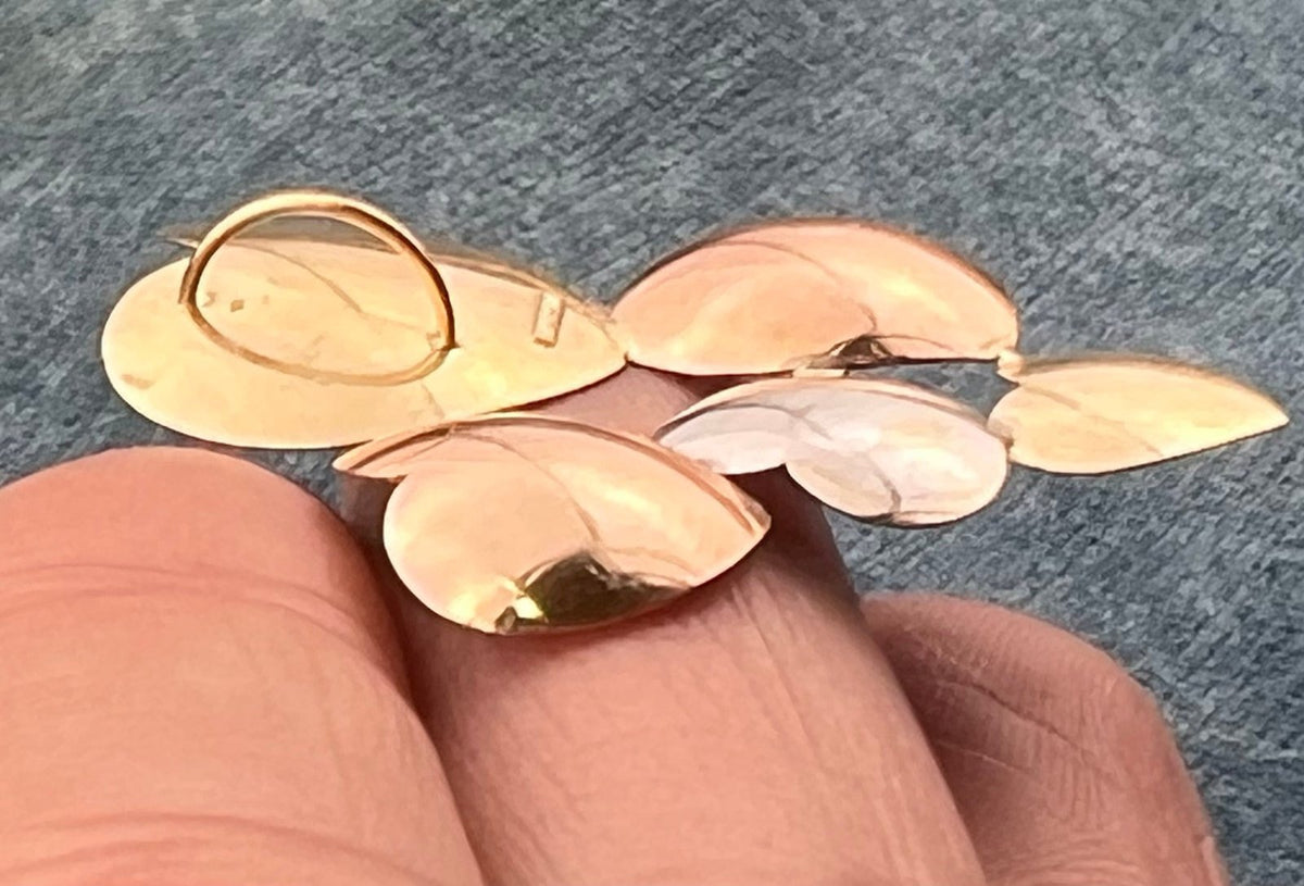 14k Tri Color Yellow White Rose Gold 5 HEARTS Pendant. 1.3"