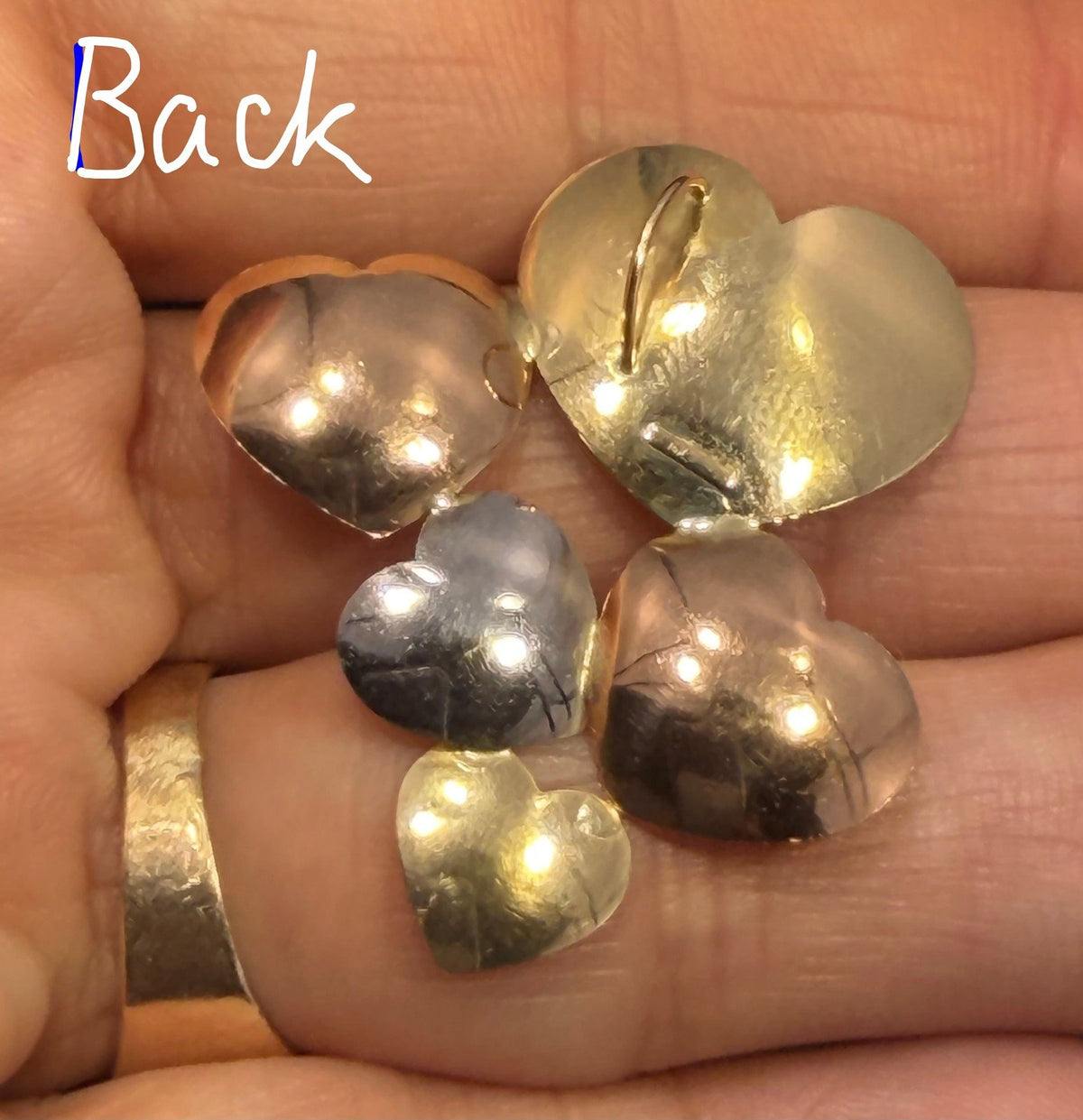 14k Tri Color Yellow White Rose Gold 5 HEARTS Pendant. 1.3"