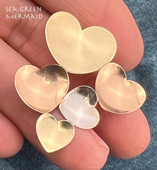 14k Tri Color Yellow White Rose Gold 5 HEARTS Pendant. 1.3"