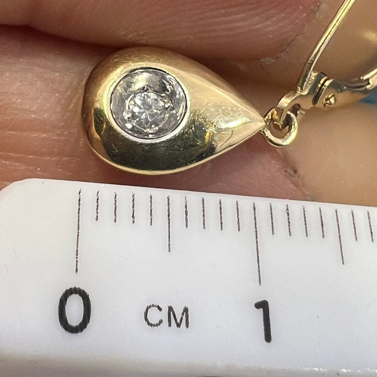 14k WG + Yellow Gold Diamond Teardrop Leverback Earrings. 1" + 3.5g *Video*