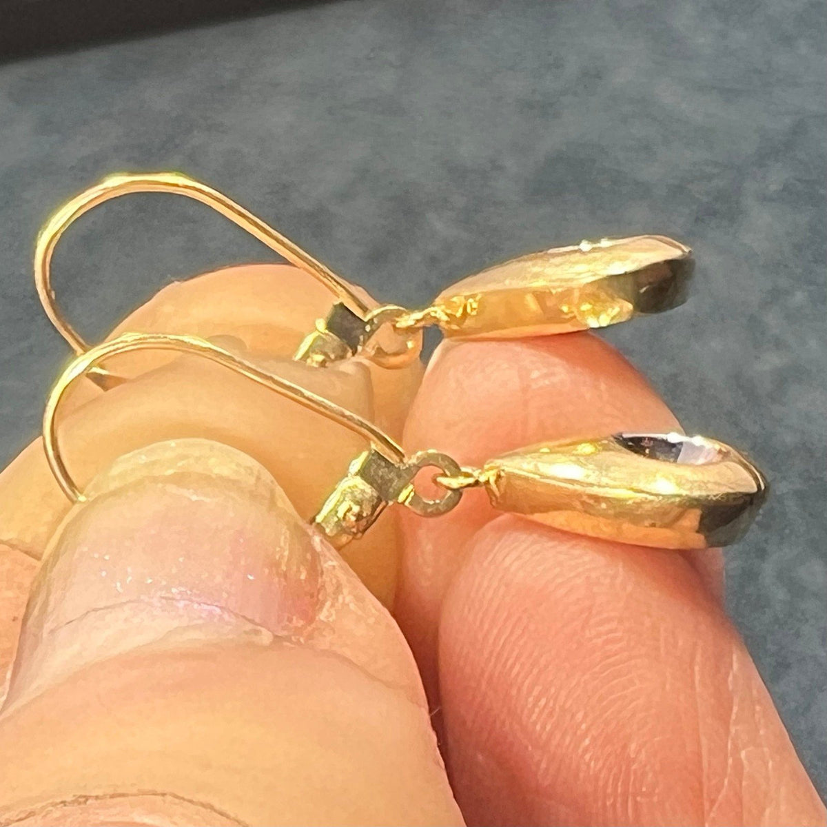 14k WG + Yellow Gold Diamond Teardrop Leverback Earrings. 1" + 3.5g *Video*