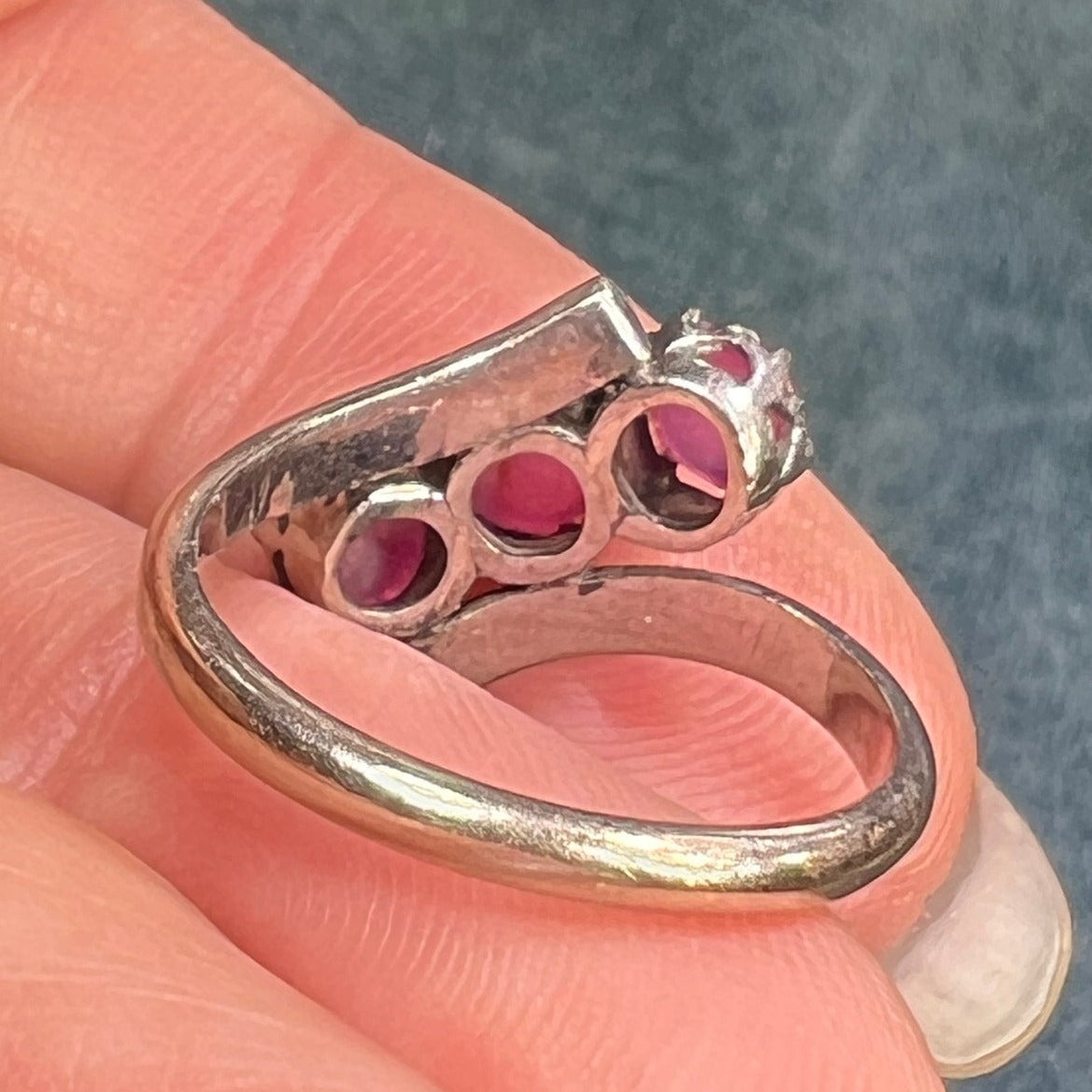 14k White Gold 3 Pink STAR SAPPHIRE RUBY Ring **Video**