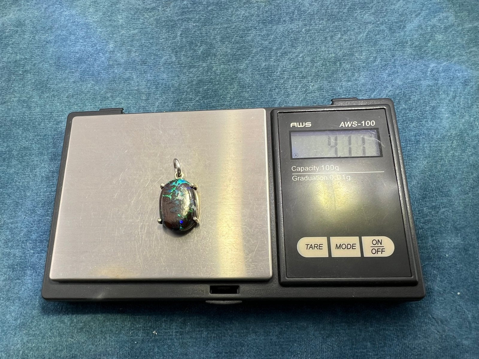 14k White Gold Australian Koroit Boulder Opal Pendant *Video*
