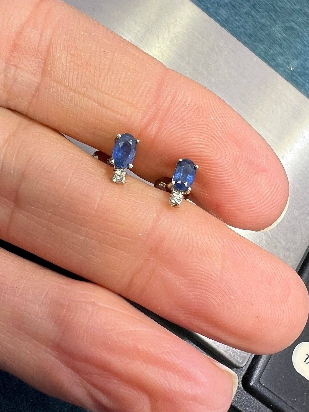 14k White Gold Ceylon Blue Sapphire + Diamond Earrings *Video*