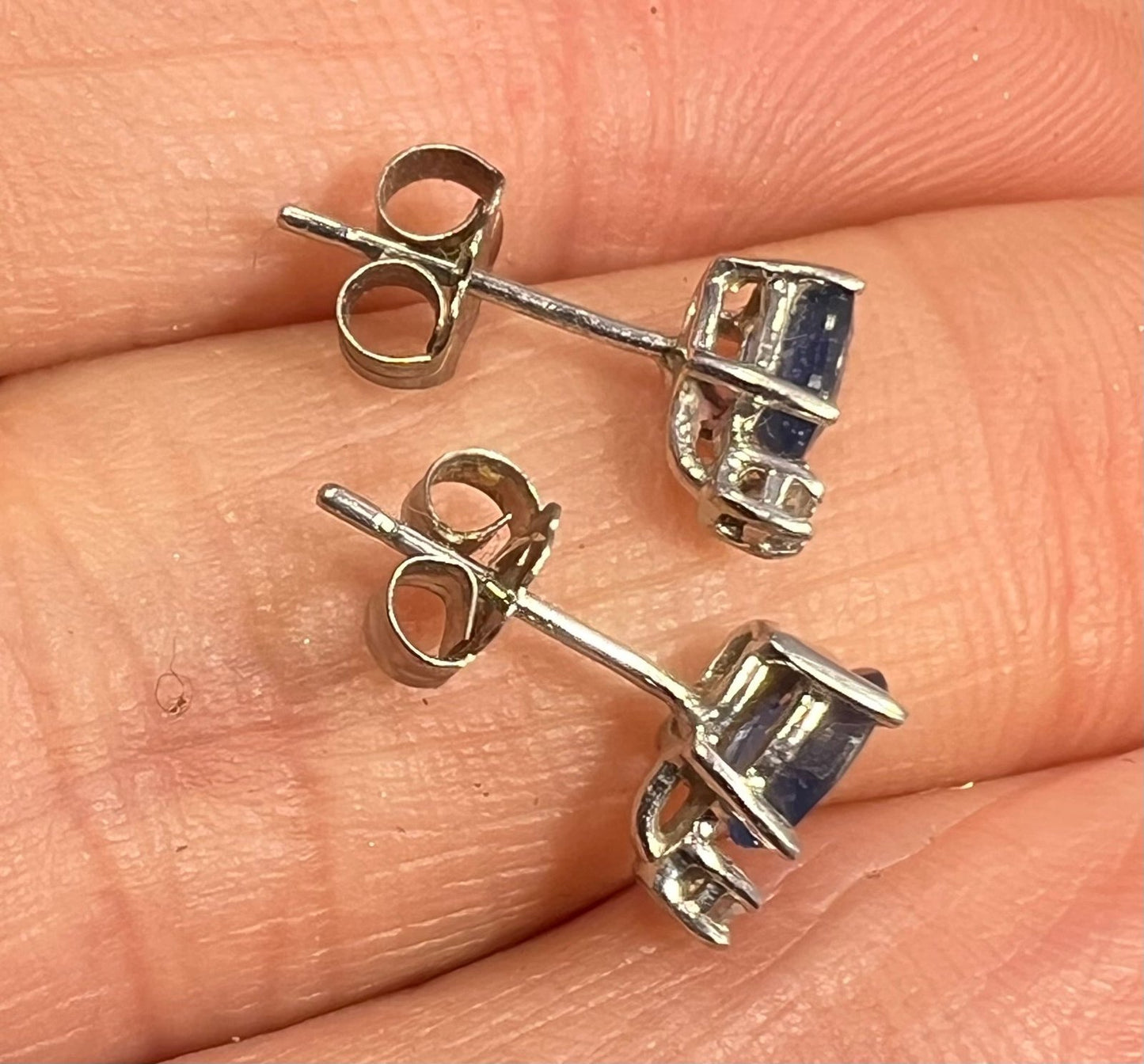 14k White Gold Ceylon Blue Sapphire + Diamond Earrings *Video*