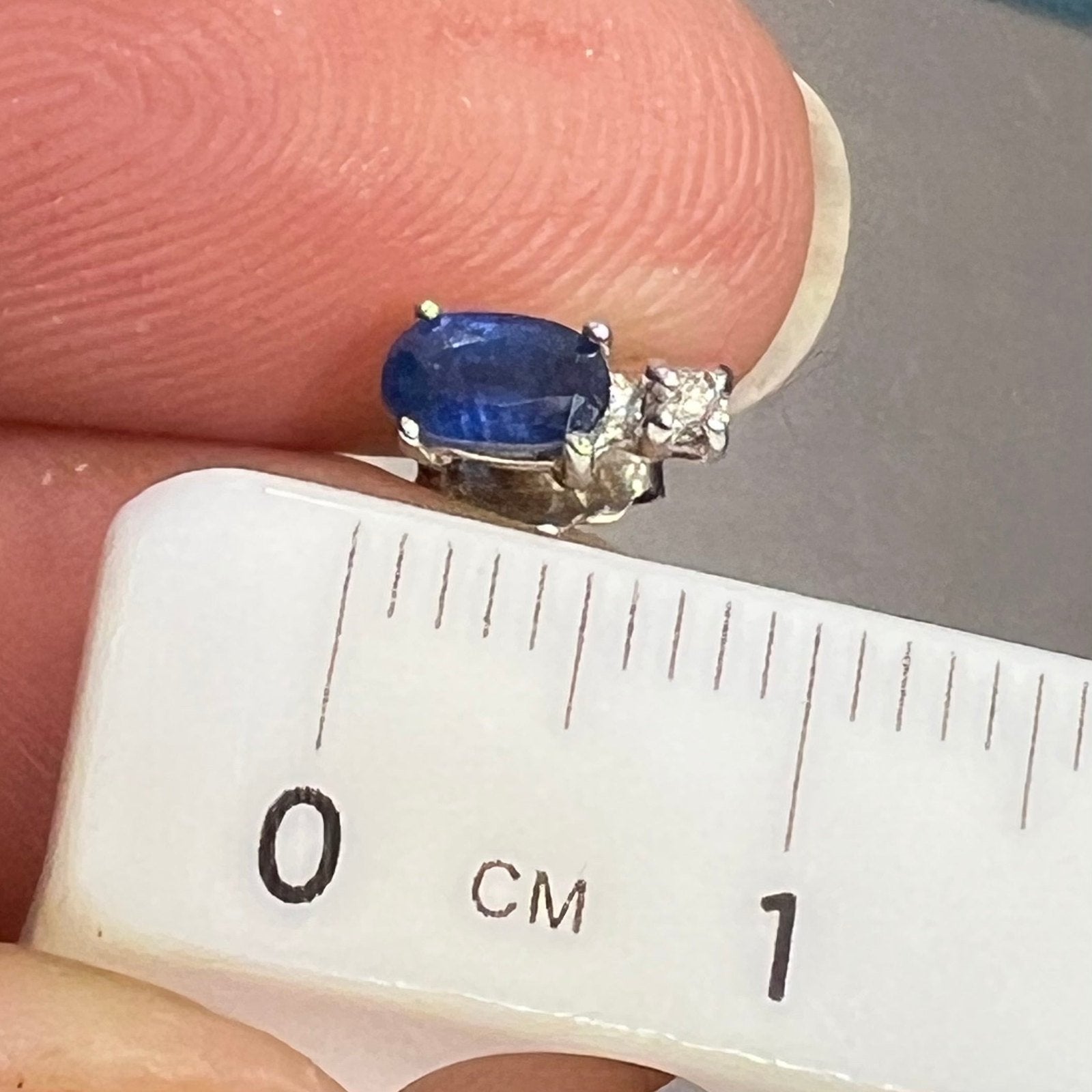 14k White Gold Ceylon Blue Sapphire + Diamond Earrings *Video*
