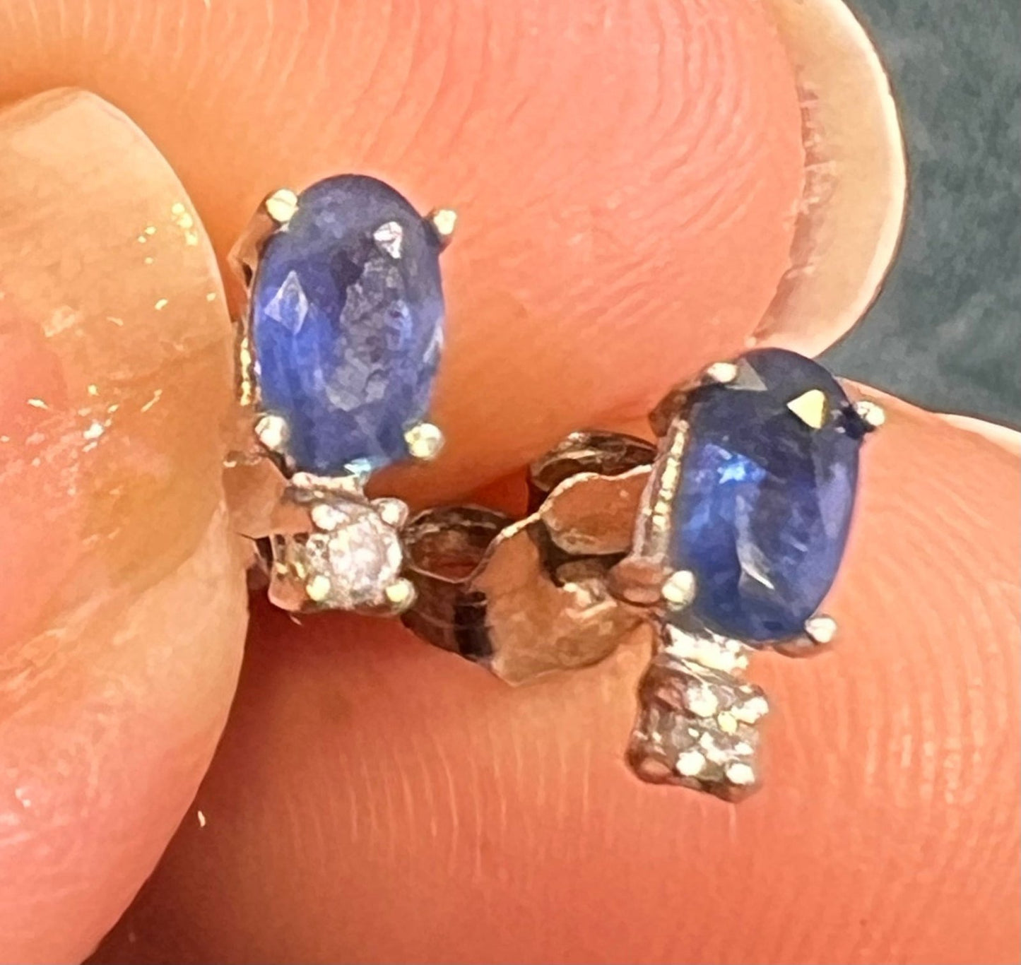 14k White Gold Ceylon Blue Sapphire + Diamond Earrings *Video*