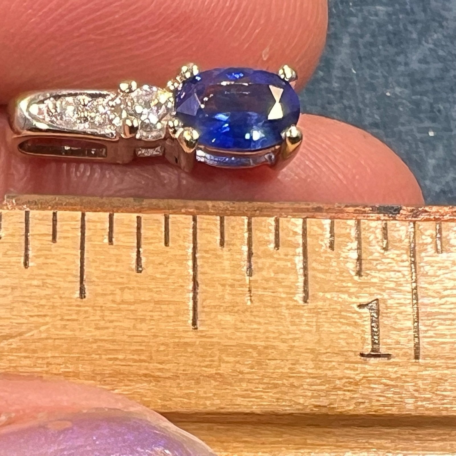 14k White Gold Ceylon Blue Sapphire + Diamond Pendant *Video*