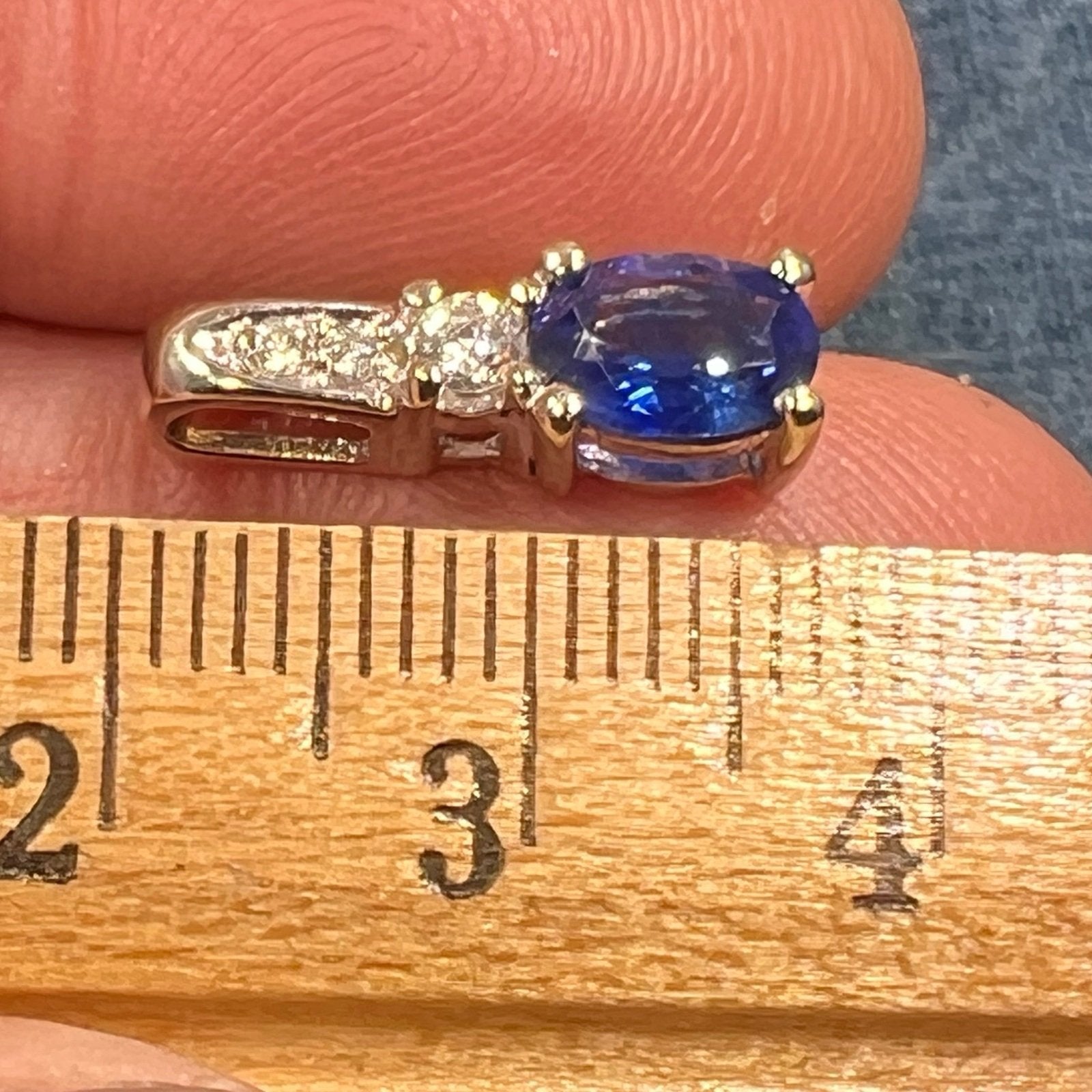 14k White Gold Ceylon Blue Sapphire + Diamond Pendant *Video*