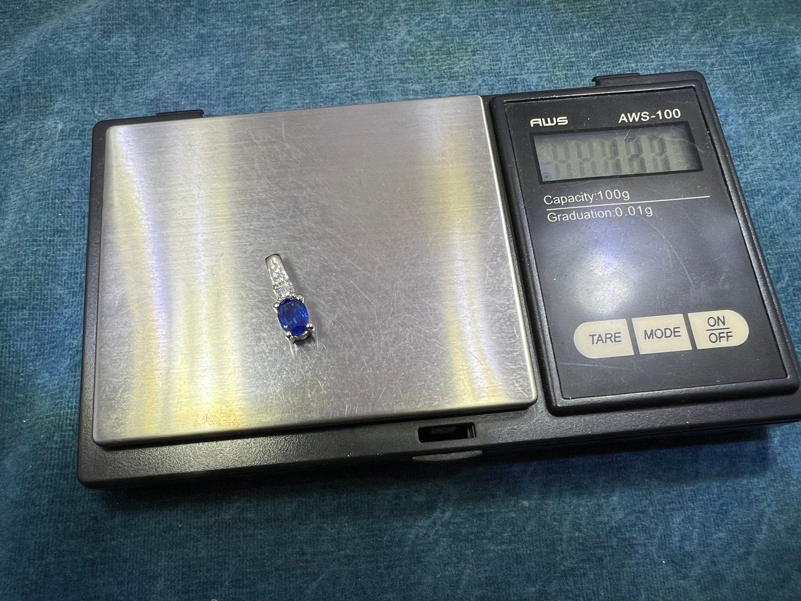 14k White Gold Ceylon Blue Sapphire + Diamond Pendant *Video*